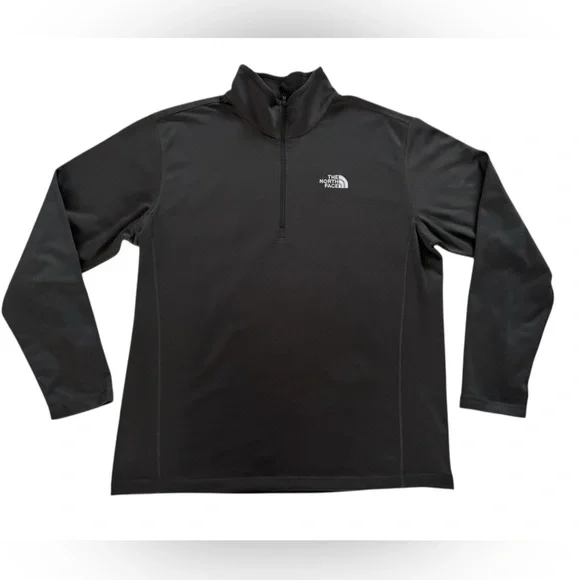 The North Face Sweatshirt Black Dark Gray Glacier Fleece 1/4 Zip Pullover XL - Picture 1 of 8